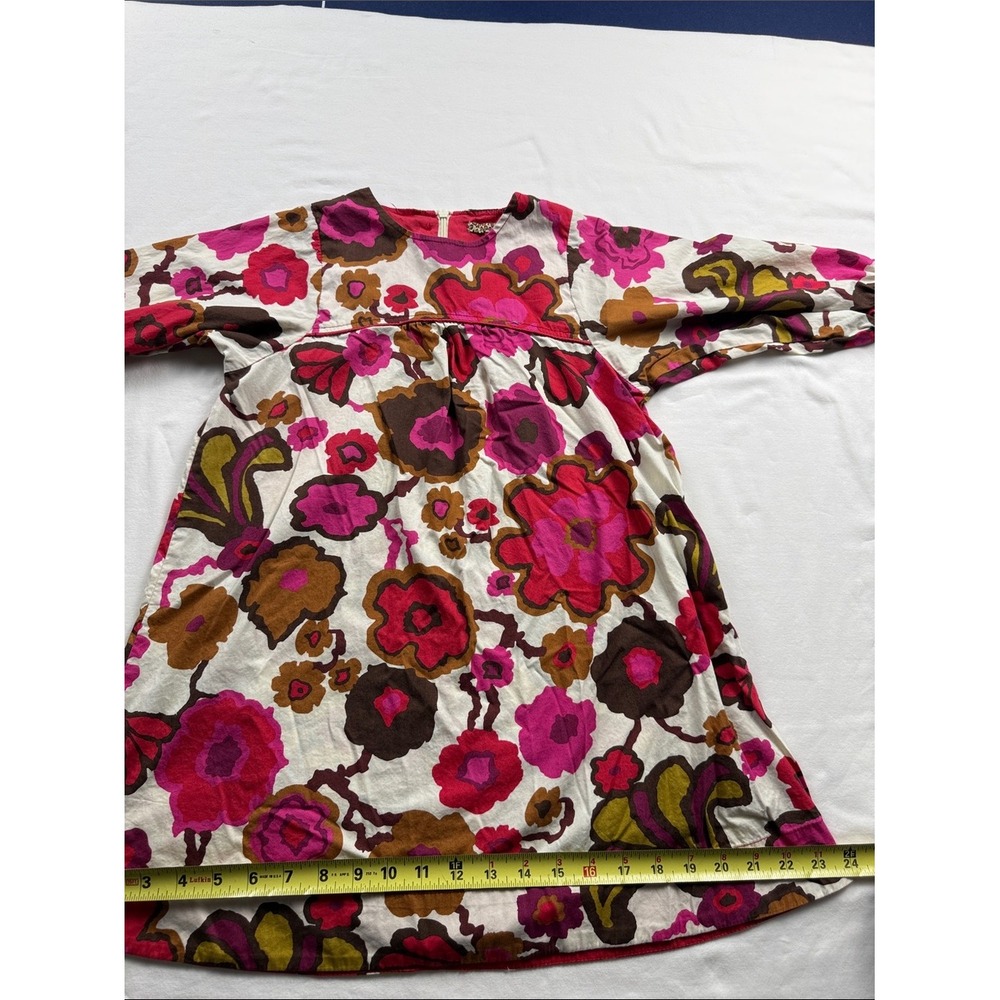 Pink Chicken Floral Dress Kids 8Y Multicolor Retro A-Line Boho Cotton - Picture 11 of 14